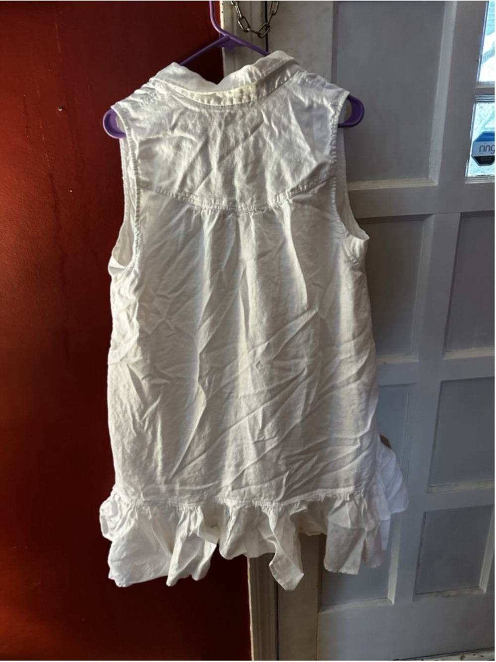 Anthropologie Pilcro Sleeveless V-Neck Linen Flounce Mini Dress XL Coastal Boho - Picture 10 of 11